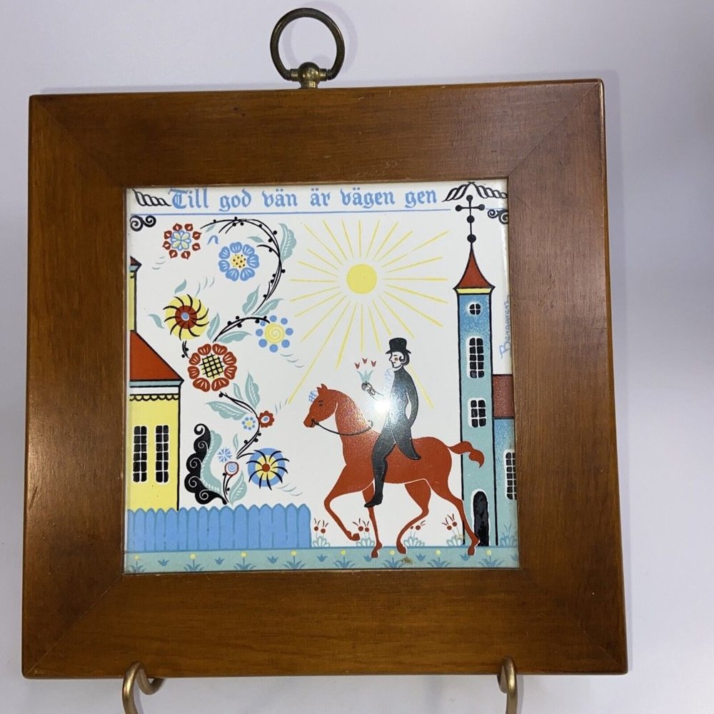 Berggren Rosemal Tile Art Wood Frame Till God Ban Ar Bagen Gen  Swedish 8 3/4